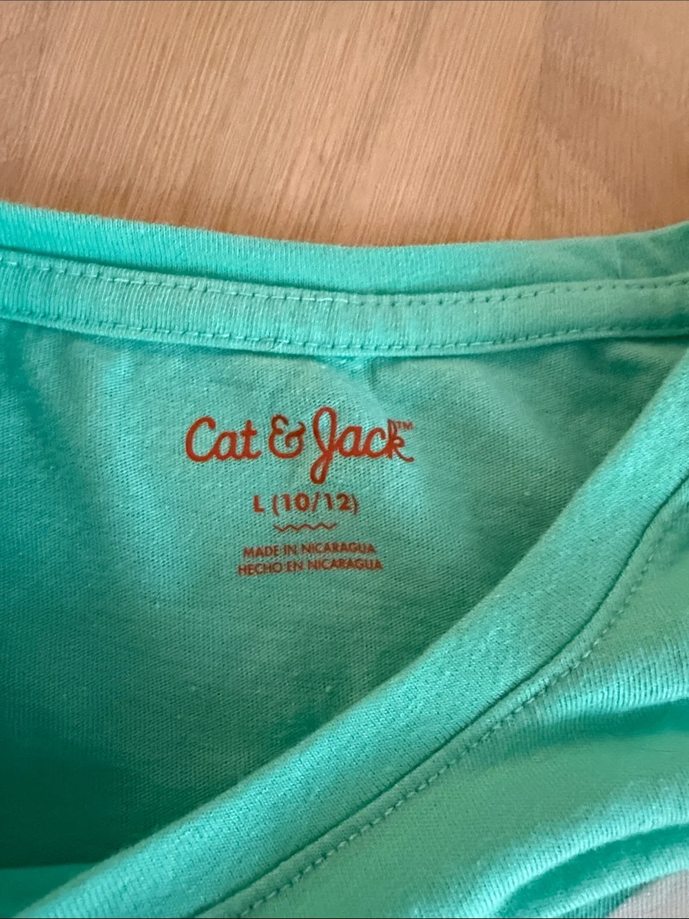 Cat & Jack Teal Short-Sleeve Tee with White Cat and Colorful Pom Accents